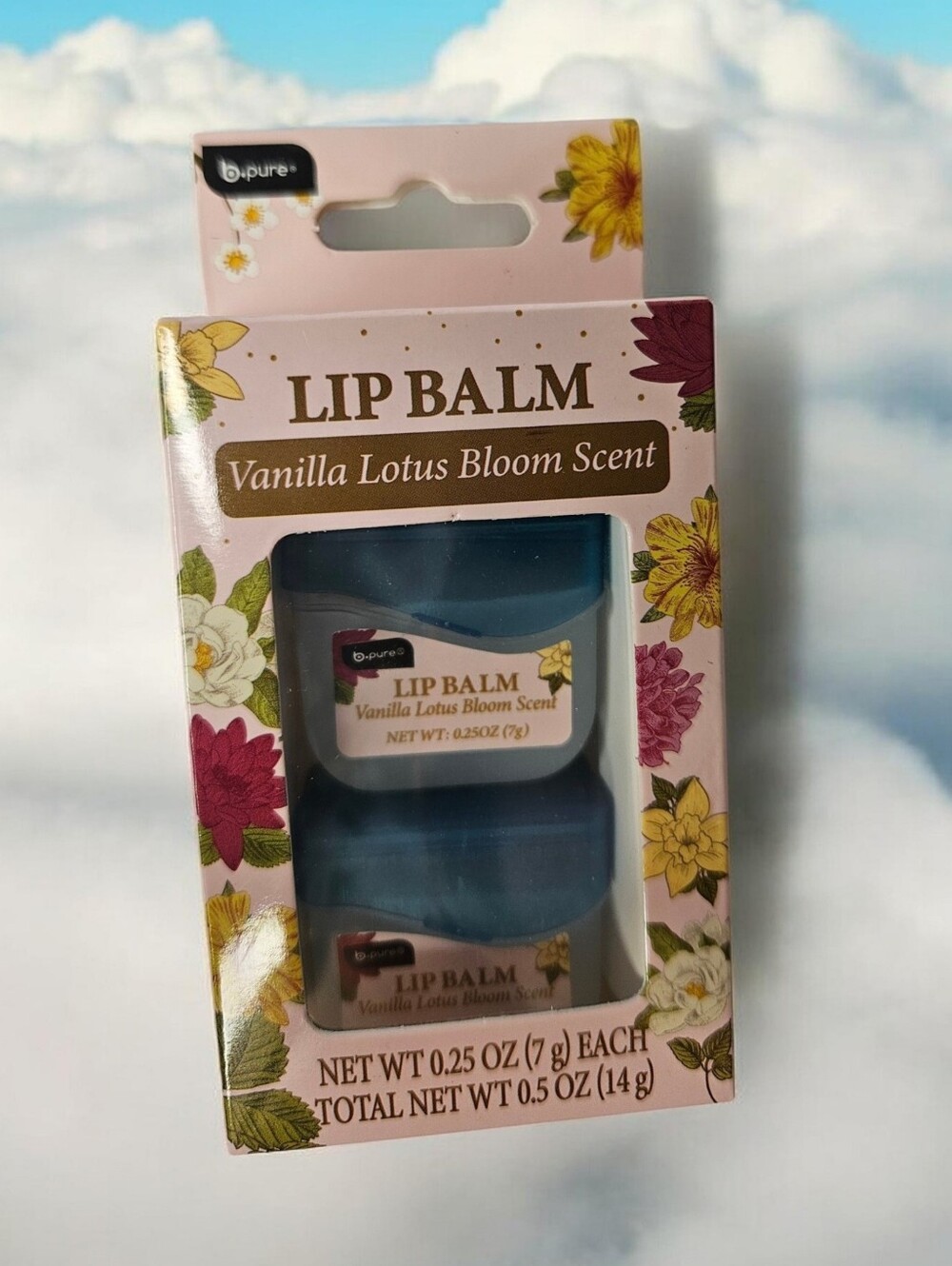 B.PURE LIP BALM 2 PC SET VANILLA LOTUS BLOOM SCENT